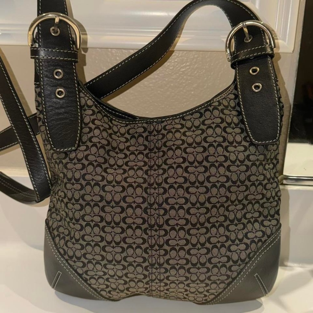 Coach black and brown hobo bag crossbody Perfect condition
